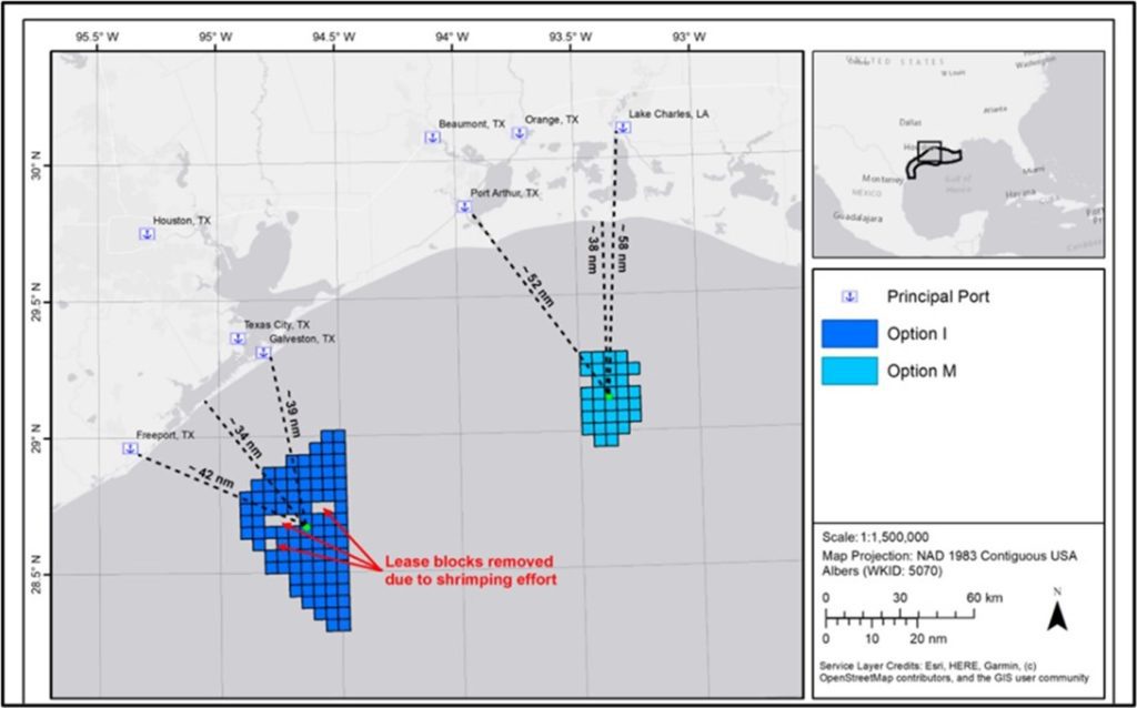 Wind Energy Areas Draft in Gulf Coast Region Map