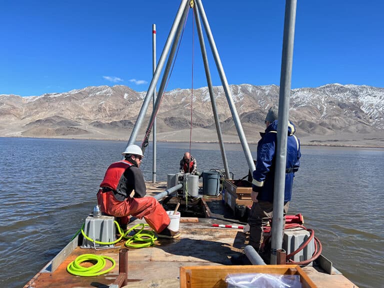 Professionals using Vibracore systems on the water.