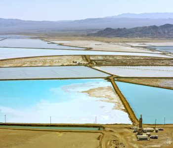 Aerial view of the lithium mine of Silver Peak, Nevada, California, USA.